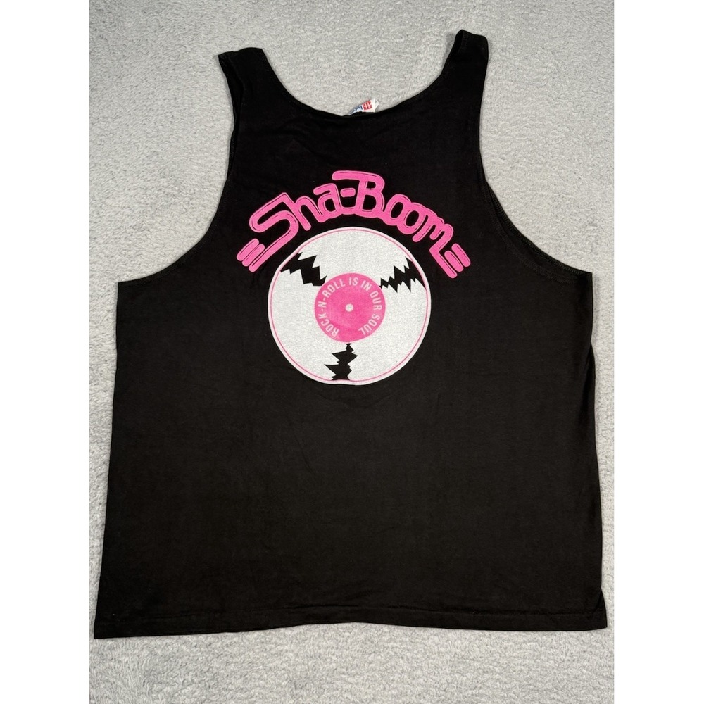 RARE Vintage 90s Sha-Boom Tank Top T-Shirt Mens XL Black Rock N Roll Made In USA